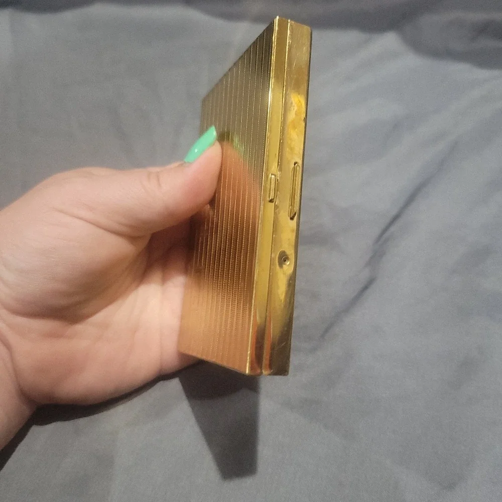 Vintage Art Deco Gold Tone Cigarette Case Holder Keeper CTP